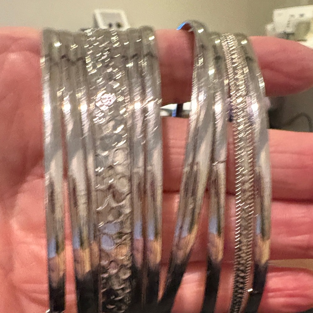 Chic Silver Bangle Bracelet Set - image 5
